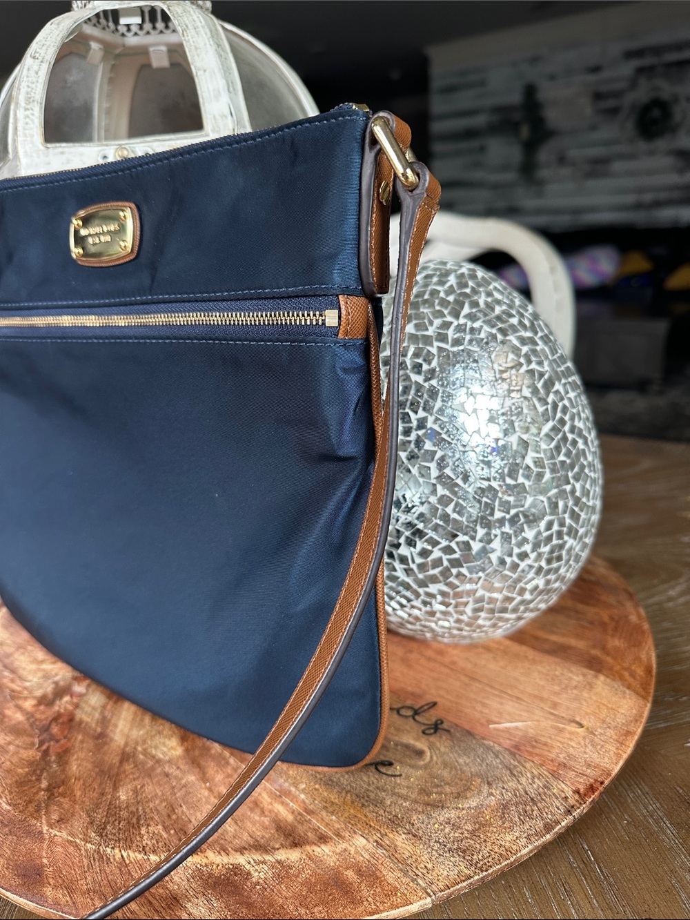 MICHAEL Michael Kors Navy Crossbody with Tan Strap - Picture 3 of 11